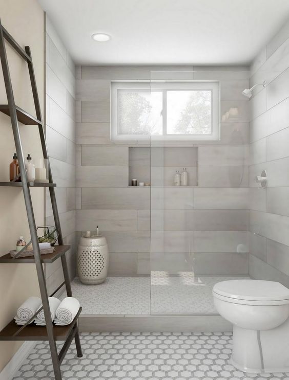 curbless walk in shower with white tile