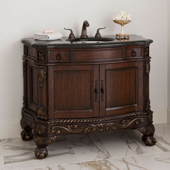 A traditional bathroom vanity with plenty of pomp and circumstance, but does it fit in your home?