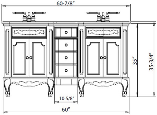 Standard Height Of A Bathroom Vanity, Length Of Double Vanity