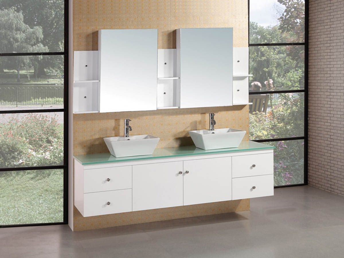 portland double vessel sink vanity white ideas and inspiration
