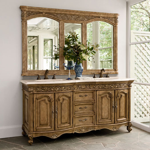 French Provincial Bathroom Vanities, Country French Vanity Sink With Marble Top