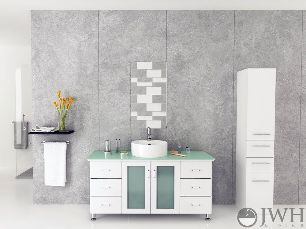 grand lune single vanity white with glass top eco friendly vanities