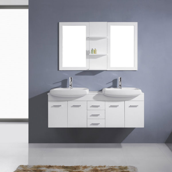 The Ophelia doubl sink Bathroom Vanity in white finish by Virtu